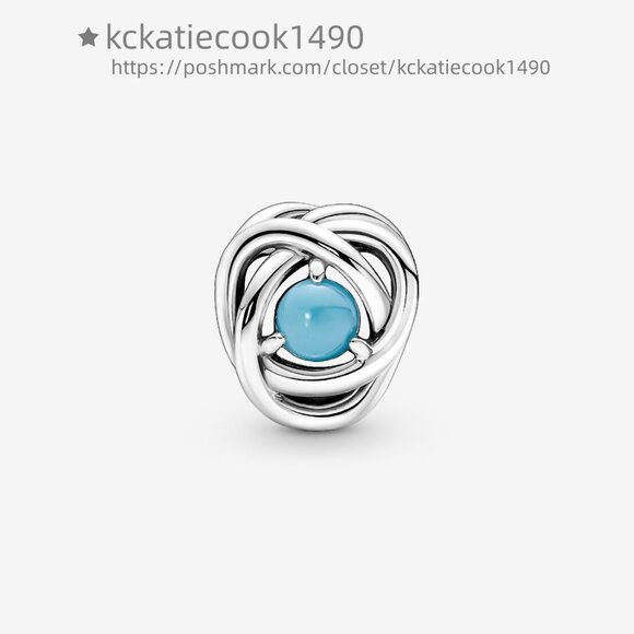 Pandora December Turquoise Blue Eternity Circle Charm - Picture 3 of 5